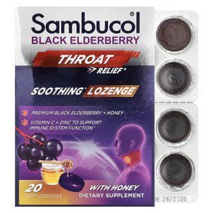 Sambucol Black Elderberry Pastilles with Honey 20 льодяників Бузина