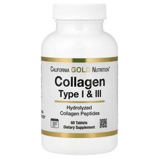 California Gold Nutrition Hydrolyzed Collagen Type I & III 60 tablets Коллаген