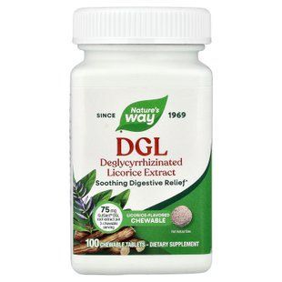 Nature's Way DGL Licorice 100 жувальних таблеток Солодка корінь (Licorice)