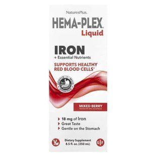 NaturesPlus Hema-Plex Liquid Iron + Essential Nutrients 250 мл Залізо