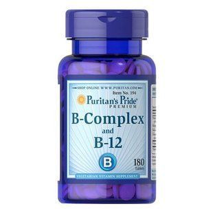 Puritan's Pride Vitamin B-Complex and Vitamin B-12 180 tab Комплекс витаминов группы В
