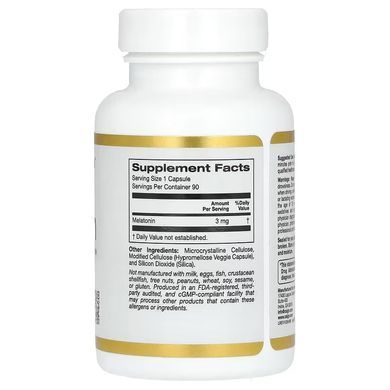 California Gold Nutrition Melatonin 3 mg 90 капсул (02.2027) Мелатонін