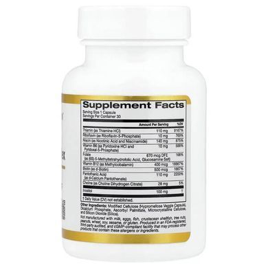 California Gold Nutrition Vitamin B Complex 30 растительных капсул Комплекс витаминов группы В