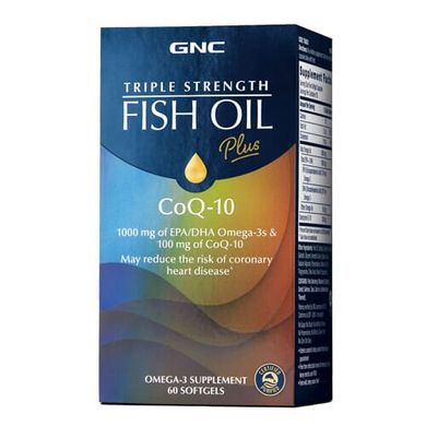 GNC Triple Strength Fish Oil Plus CoQ-10 60 жидких капсул Омега-3