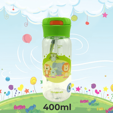 Пляшка для води CASNO 400 мл Зелена (Малята-звірята) з соломинкою Спортивні пляшки