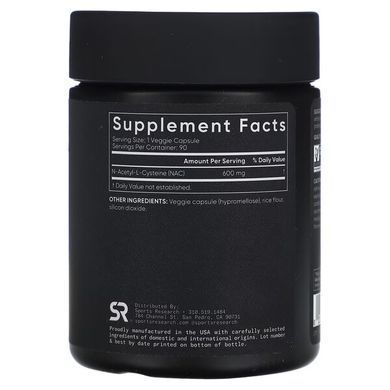 Sports Research NAC (N-Acetyl-Cysteine) 600 mg 90 вегетаріанських капсул NAC (N-ацетил-L-цистеїн)