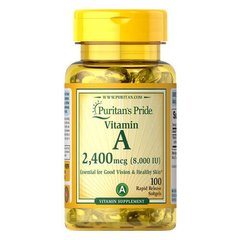 Puritan's Pride Vitamin A 8,000 IU (2,400 mcg) 100 рідких капсул Вітамін А