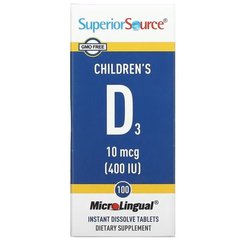 Superior Source Children's D3 400 IU 100 быстрорастворимых таблеток Витамин D
