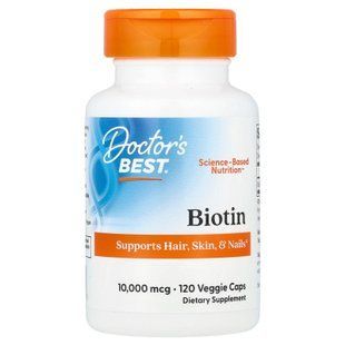 Doctor's Best Biotin 10,000 mcg 120 вегетаріанських капсул Біотин (B-7)