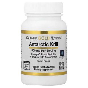 California Gold Nutrition Antarctic Krill Oil 500 mg 30 гелевих капсул (04.2027) Олія криля (Krill oil)