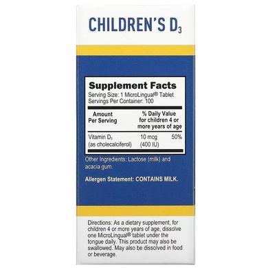 Superior Source Children's D3 400 IU 100 швидкорозчинних таблеток Вітамін D