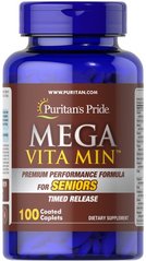 Puritan's Pride Mega Vita Min Multivitamin for Seniors Timed Release 100 таблеток Вітамінно-мінеральні комплекси