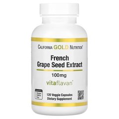 California Gold Nutrition French Grape Seed Extract 100 mg 120 капсул Виноградна кісточка
