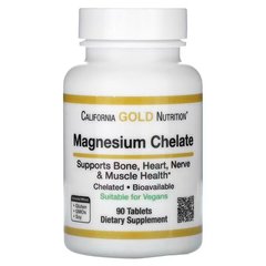 California Gold Nutrition Magnesium Chelate 210 mg 90 таблеток Магній