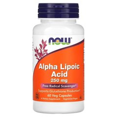 NOW Alpha Lipoic Acid 250 mg 60 капсул Альфа-ліпоєва кислота