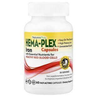 NaturesPlus Hema-Plex 60 капсул с быстрым высвобождением Железо