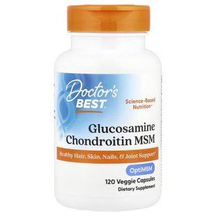 Doctor's Best Glucosamine Chondroitin MSM with OptiMSM 120 капсул (10.2026) Глюкозамін і хондроїтін
