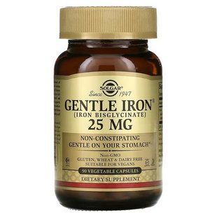 Solgar Gentle Iron 25 mg 90 Vegetable Capsules Железо