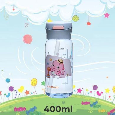 Пляшка для води CASNO 400 мл Бузкова (Дельфін) з соломинкою Спортивні пляшки
